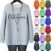 Ladies' Christmas Printed Round Neck Long Sleeved T-shirt Sweatshirt Top