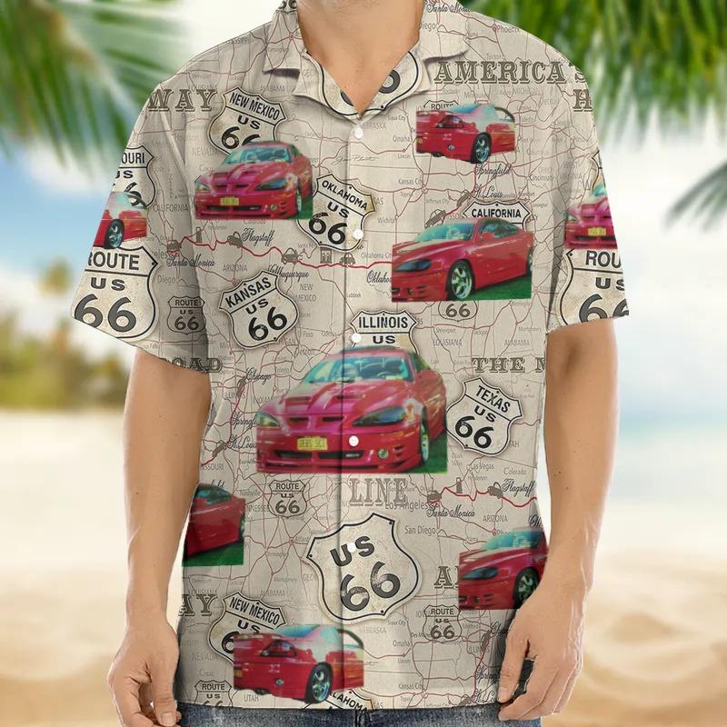 1116 summer new car pattern 1D digital printing Hawaiian men's lapel shirt