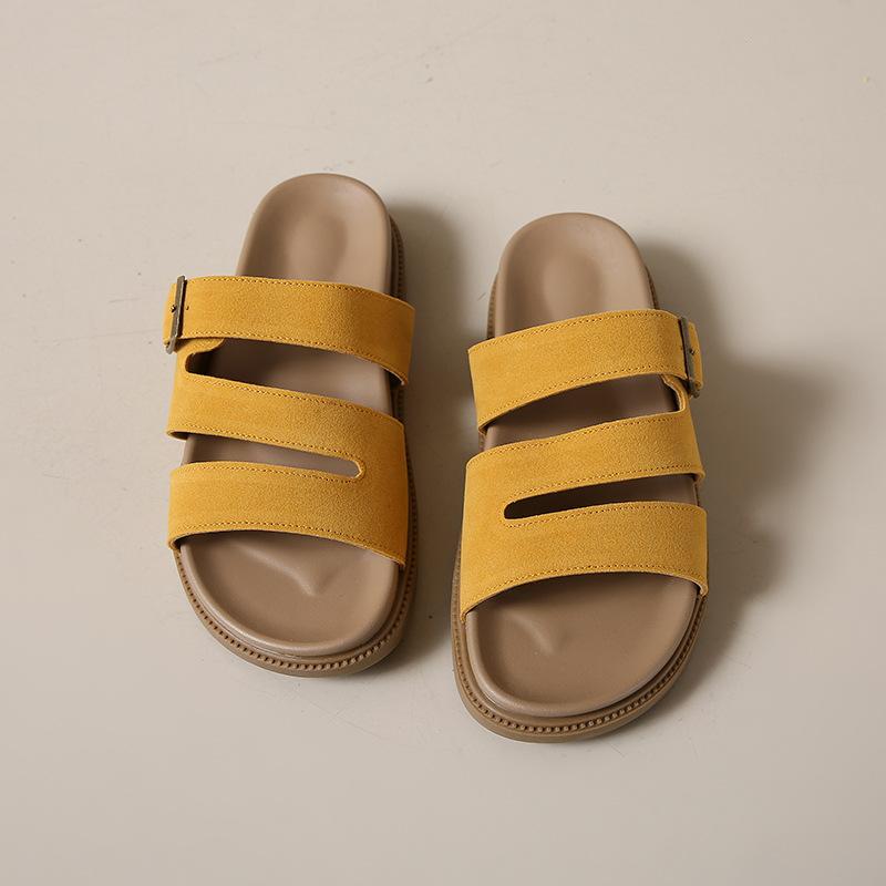 Модные шлепанцы на толстой подошве Модные летние новые шлепанцы с ремешком на одной пряжке Пляжные крутые шлепанцы Женские