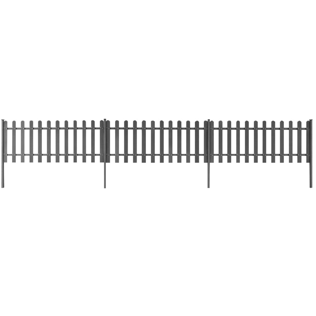WPC Fence Panel with Posts 3 pcs 600 x 60 cm