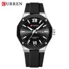 Мужские повседневные часы Curren 8465 с резиновым ремешком и календарем