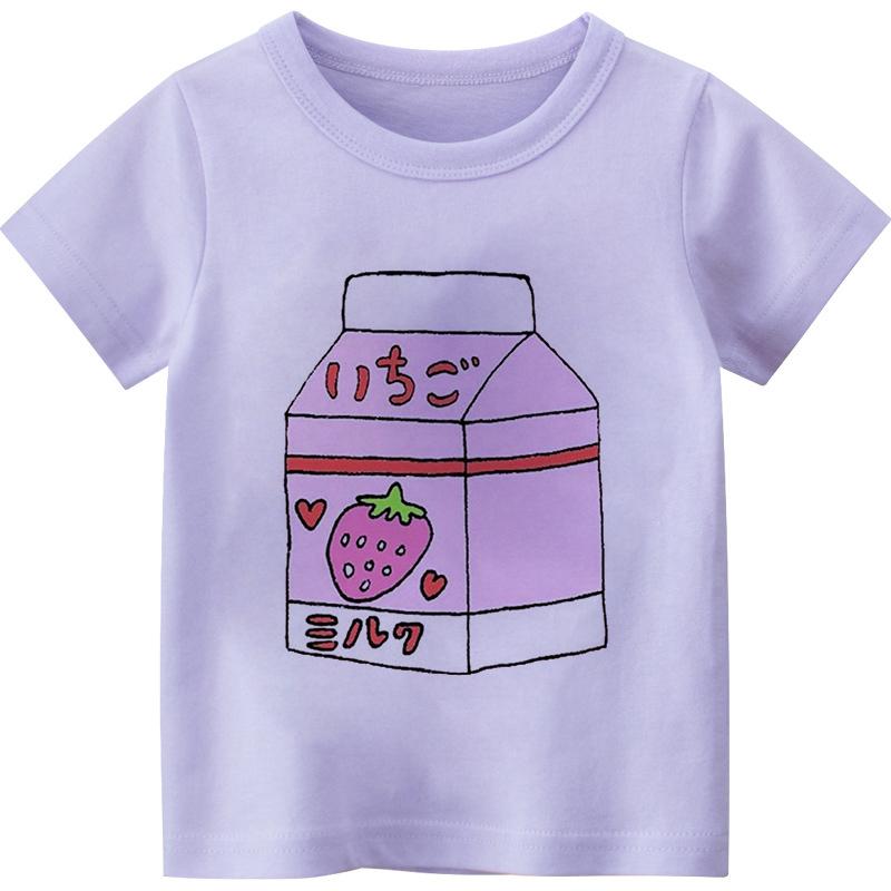 Новая летняя детская футболка с короткими рукавами из мультфильма, 3 цвета, повседневные футболки для мальчиков, топы для девочек, футболка с цветами, детская одежда