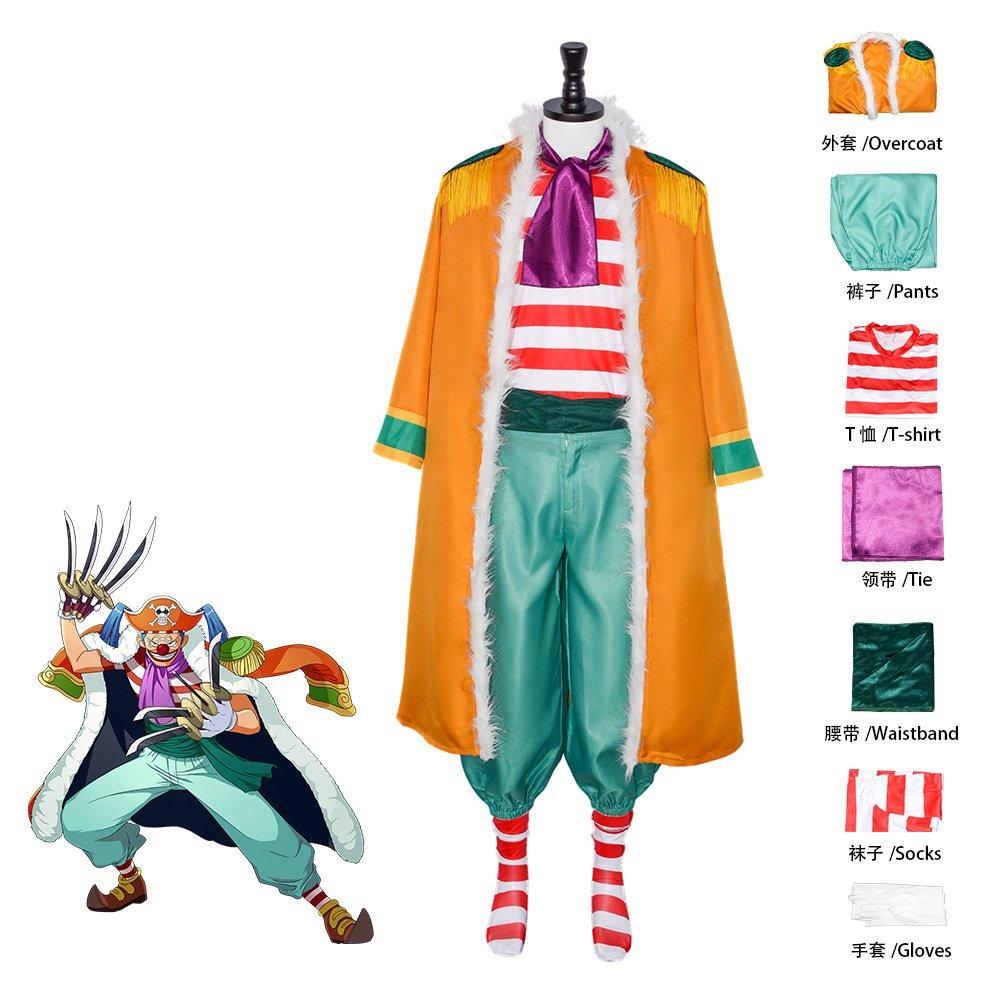 ONE PIECE Bara Bara no Mi Buggy Clown Cosplay Costume Halloween Party Role Play Outfit Set