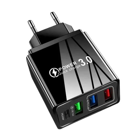 Многопортовое PD-зарядное устройство с 3 портами USB Type-C, адаптер быстрой зарядки, компактное дорожное зарядное устройство для iPhone, безопасная защита