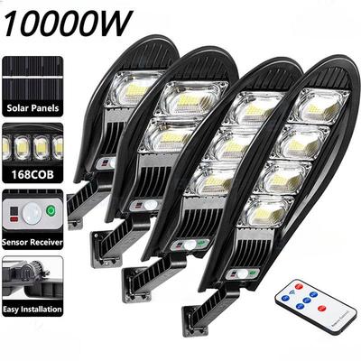 Модернизированный уличный фонарь на солнечной энергии 10000 Вт, 168 светодиодов, уличный водонепроницаемый светодиодный светильник для садовой стены, солнечная лампа с регулируемым углом, встроенная 10000 мАч