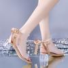 2024 Новые модные женские босоножки на высоком каблуке в стиле феи, модные женские босоножки с пряжкой One Word, туфли с открытым носком