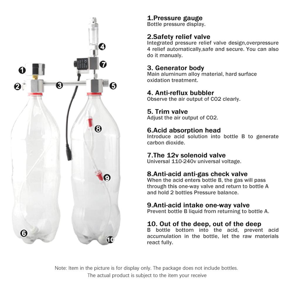 Aquarium DIY CO2 Generator System Kit CO2 Generator System with Solenoid Valve Bubble Diffuser