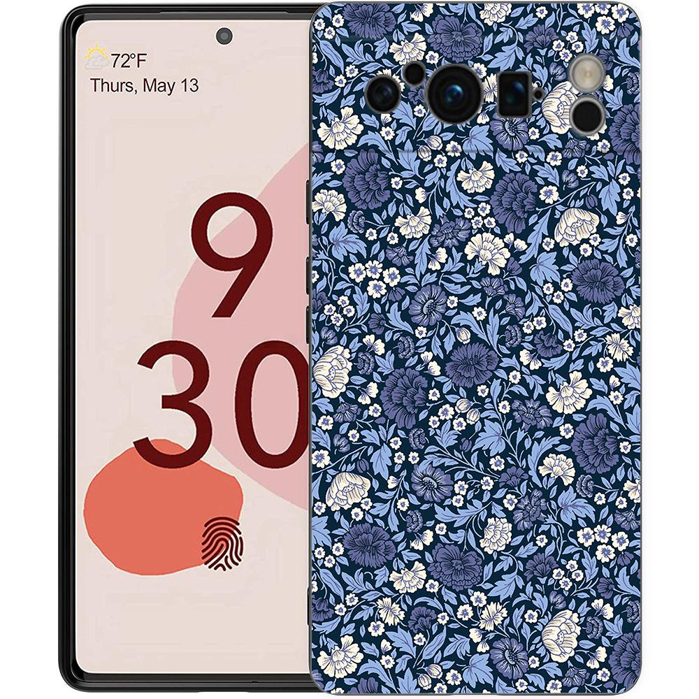 Цветочный арт Чехол для телефона Для Google Pixel 9 8 9A 8A 7 7A 6 Pro XL 6A 5G Черный Мягкая задняя крышка Роскошный TPU Чехол