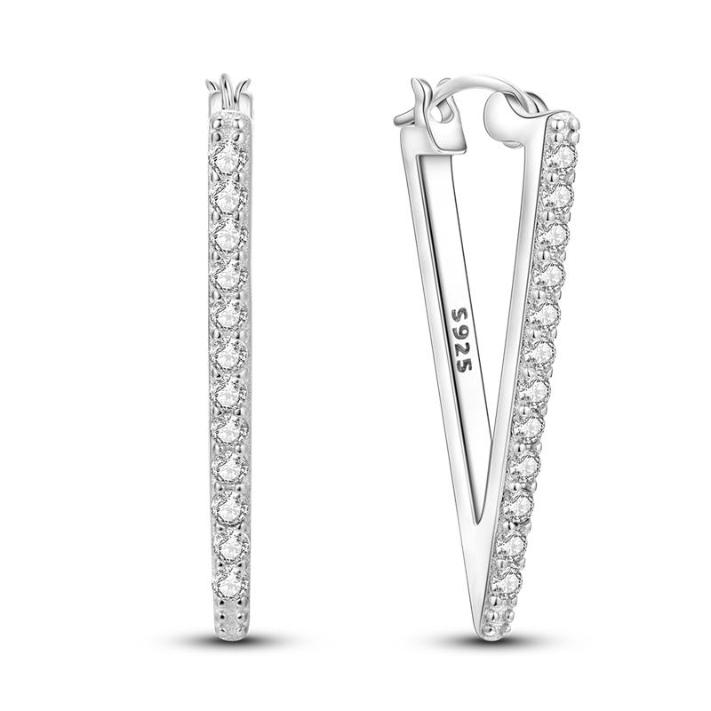 New 925 Sterling Silver Earrings Crystal Me Pave Circular U-shape Stars Hoop Earring for Women Making Jewelry Gift Dropshipping