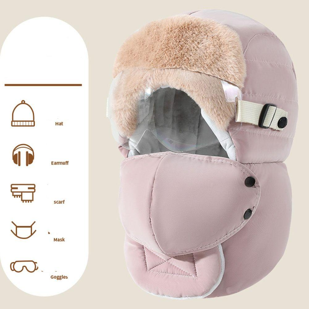 Ветрозащитная зимняя маска-очки Шапка Антизапотевание Очки Теплая лыжная шапка Простая шапка-ушанка для езды Русская