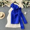 Elegant Sexy Backless One Piece Dress Women High Waist Bow Diagonal Collar Slim Party Dresses Female Off Shoulder Beach Vacation Chic Dress 2025