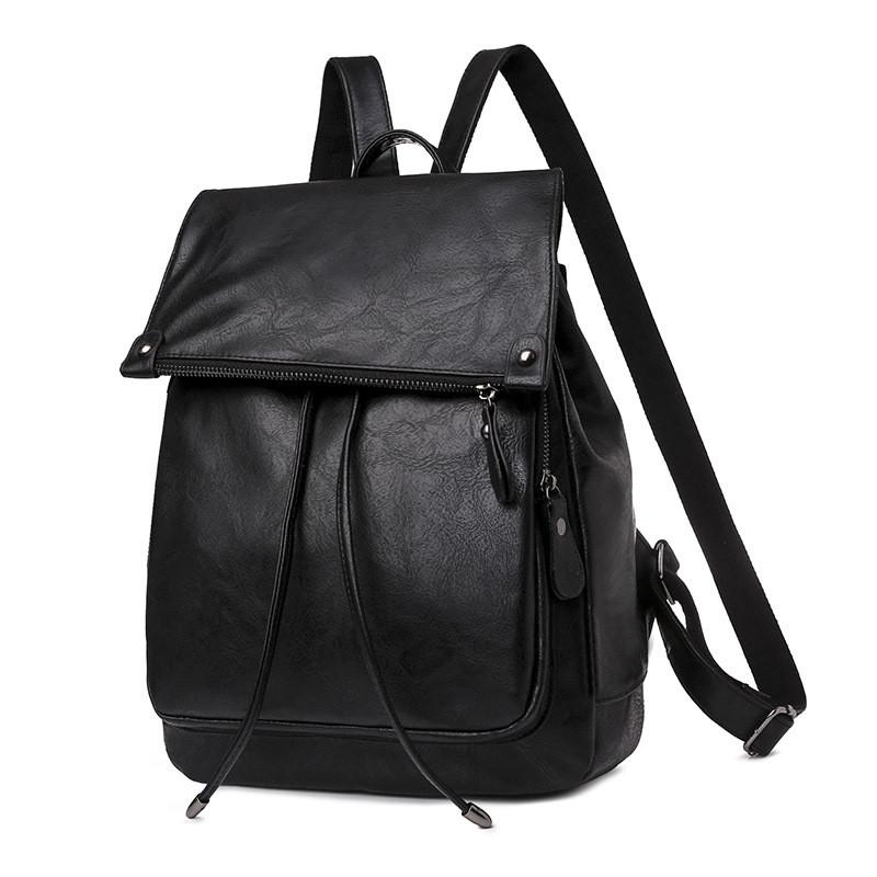 Ielgy Ladies Backpack Retro All-Match PU Soft Leather Anti-Theft Travel Backpack