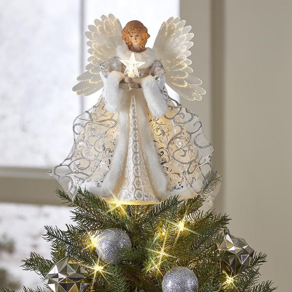 Christmas Tree Top Angel Light Led Lamp Ornament Art Crafts Supplies for Indoor Outdoor Garden Yard Decorations Gift