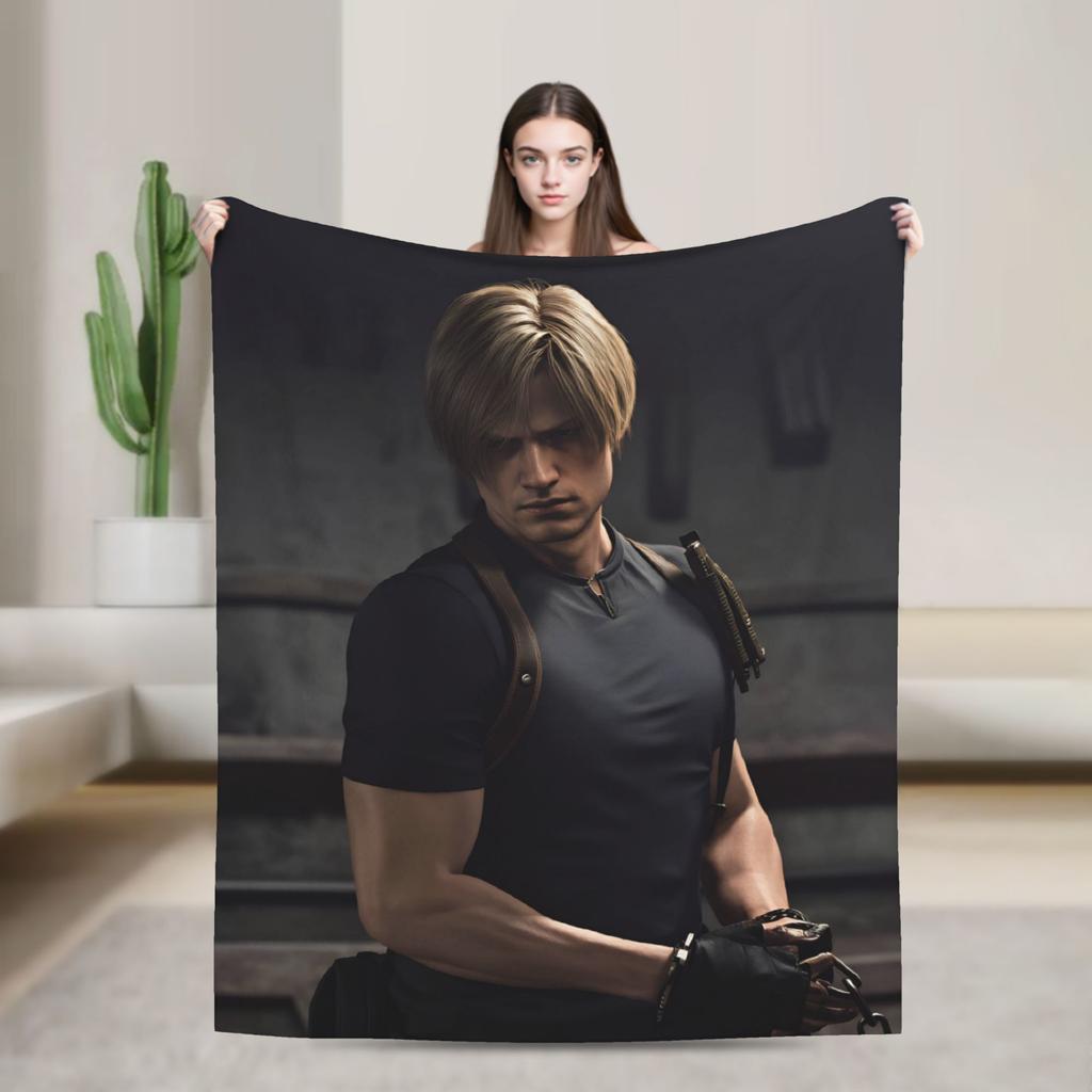 Leon Kennedy Throw Blanket Super Soft Funny Blanket For Couch Chair Travel Flannel Bedspread Bed Cover