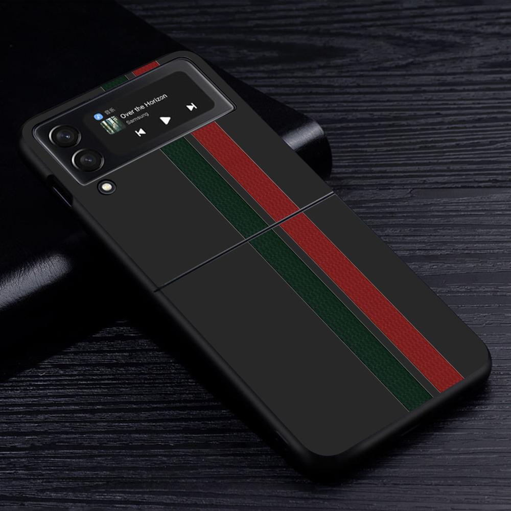 Чехол для мобильного телефона Samsung Galaxy Z Flip3 Flip4 5G черный чехол Z Flip 3 жесткий ПК роскошный чехол Zflip3 Funda спортивные фирменные полосы