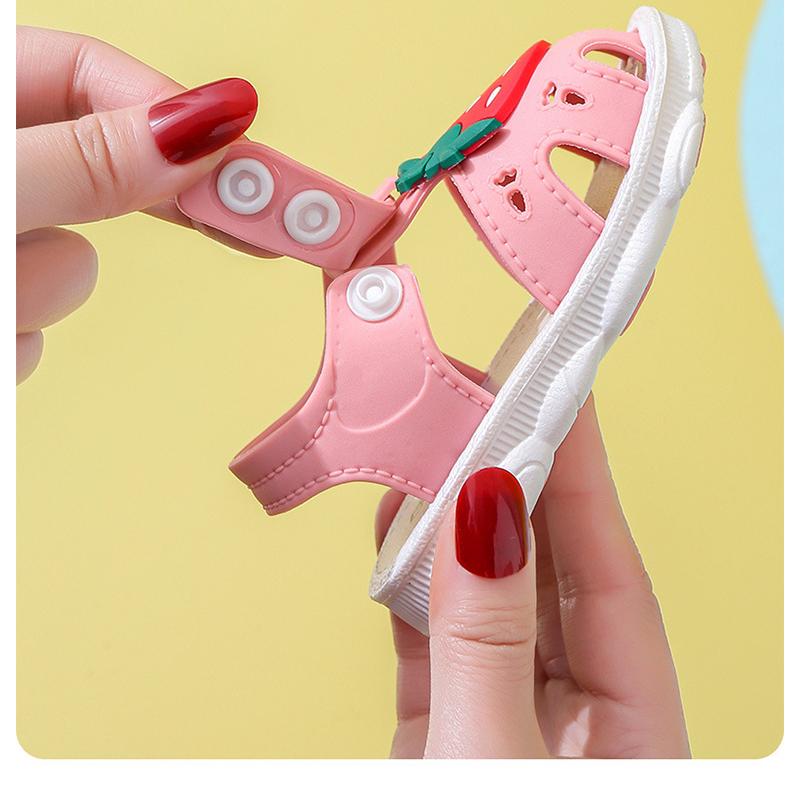 Летние детские сандалии для девочек, клубничная обувь с закрытым носком для малышей, обувь принцессы Уокер для маленьких девочек, сандалии, размер 16-25