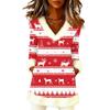 Женский рождественский модный плюшевый пуловер с V-образным вырезом и принтом, с длинными рукавами