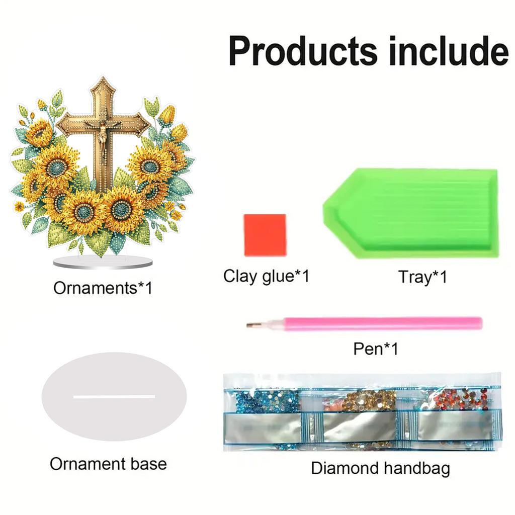 2D Flat Animal Flowers DIY Acrylic Table Top Diamond Painting Ornament Kits Special Shaped for Adults Home Office Table Decor