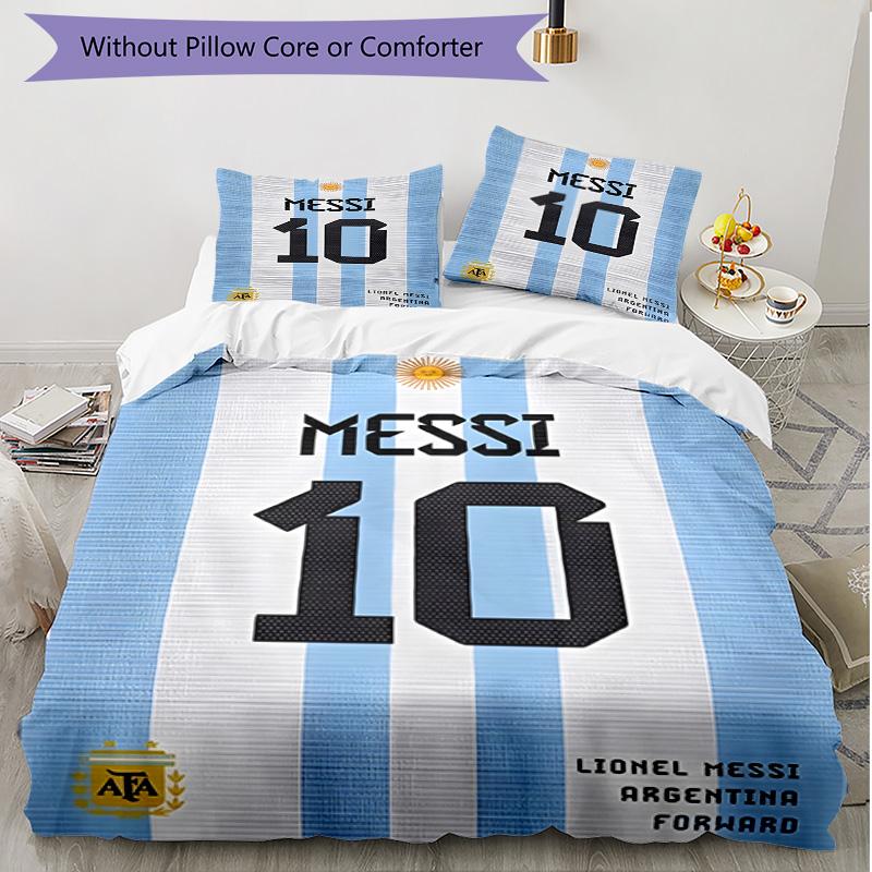 3pcs Duvet Cover Set (1*Duvet Cover + 2*Pillowcase, Without Core), football player Print Soft All‑Season Bedding Set, Home Bedroom Decor Gift