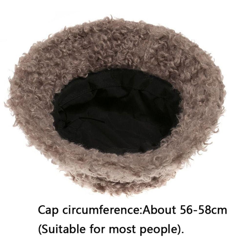 Thickened Winter Bucket Hat Solid Colors Vacation Cap Lamb Faux Fur Caps for Women Girls