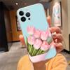 Чехол для телефона Для iphone 17 Air 17 16 Pro Max 15 14 13 Pro Max 15 16 Pro 15Plus Тюльпаны цветок Весеннее поле Красный розовый фиолетовый