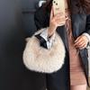 Женская минималистичная пушистая сумка на плечо Осень/Зима 2025 - Универсальная однотонная сумка