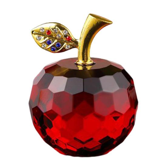 Стеклянные яблоки, фигурка, искусственный хрустальный фрукт, украшение, коллекционные полупрозрачные яблоки, украшение для домашнего офиса, приборной панели автомобиля