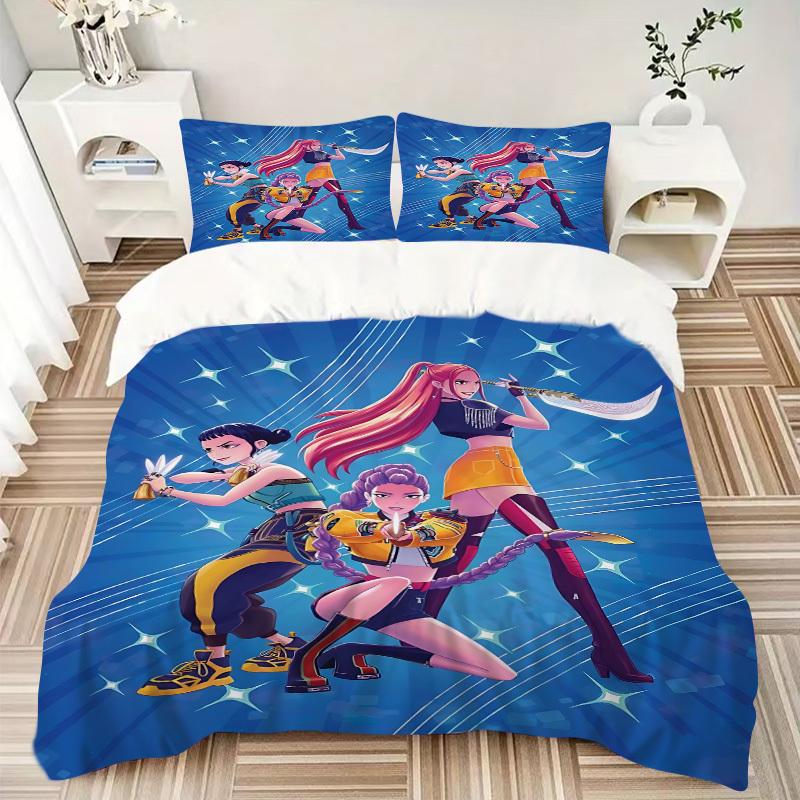 3pcs KPOP Demon Hunters, Huntrix Bedding Set: Perfect for Bedroom or Guest Room. Soft and Comfortable with No Core Included yy251009179