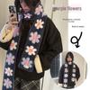 Kang Seulgi-Inspired Lavender Small Flower Scarf - Autumn/Winter Purple Neck Warmer, Chic & Fashionable.