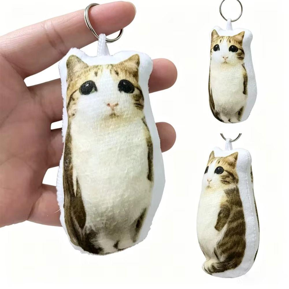 Stuffed Animal Meowl Keyring With Sound Cat Plush Pendant Creative Cat Voice Keychain Backpacks
