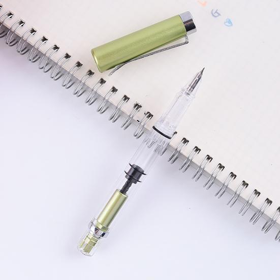 Titanium Fountain Pen High Ink Capacity Vacuum Filling Stainless Steel Fine Nib Smooth Writing Pen for Daily Writing