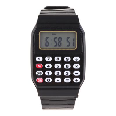 Модные детские силиконовые многоцелевые наручные часы с электронным калькулятором и датой