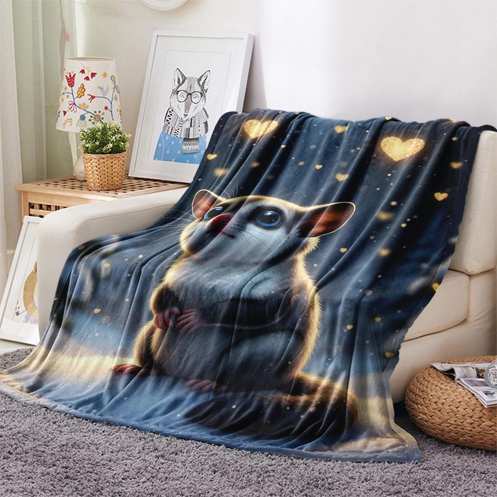 1PC Cute little animals Print Flannel Blanket, High quality Comfortable for All Seasons, Home Decor, Warmth and Comfort