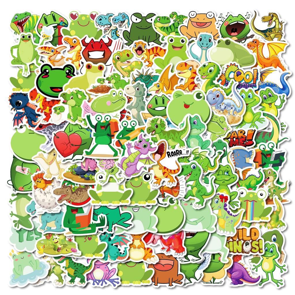 100 Cute Hand-painted Small Animals Doodle Mix and Match Stickers Frogs and Dinosaurs Do Not Repeat Them