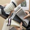 1 пара новых женских носков, осенние и зимние, хлопковые, трикотажные, эластичные, длинные, японские, модные, полосатые, в стиле Харадзюку, ретро, уличная одежда, носки