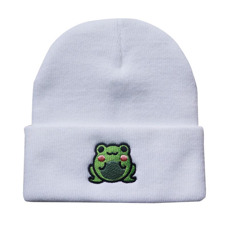 Крутая Женская Мужская Теплая Милая Вязаная Шапка-Бини Мультяшная Игра Вышивка Лягушки Мальчик Девочка Шапка Шапка Для Женщин Мужчин