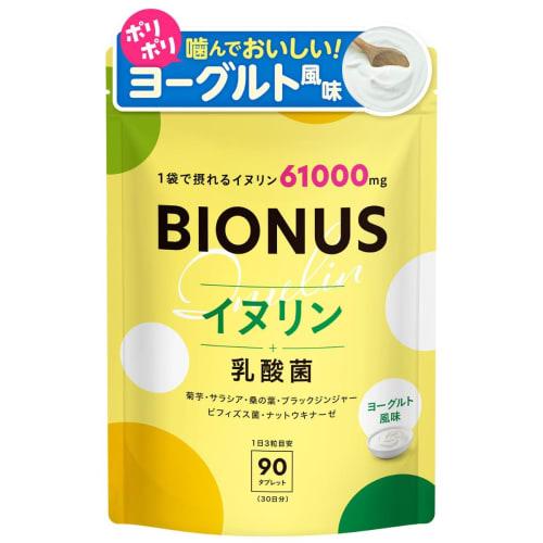 Bionas Inulin 61,000mg with Jerusalem Artichoke and Lactic Acid Bacteria, Yogurt Flavored Tablets | Jerusalem Artichoke, Bifidobacteria, Oligosacchari
