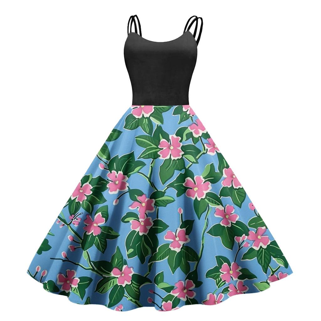 Women's Casual Fashion Print Sexy Off Shoulder Punk Retro Dress Retro Dress Dress