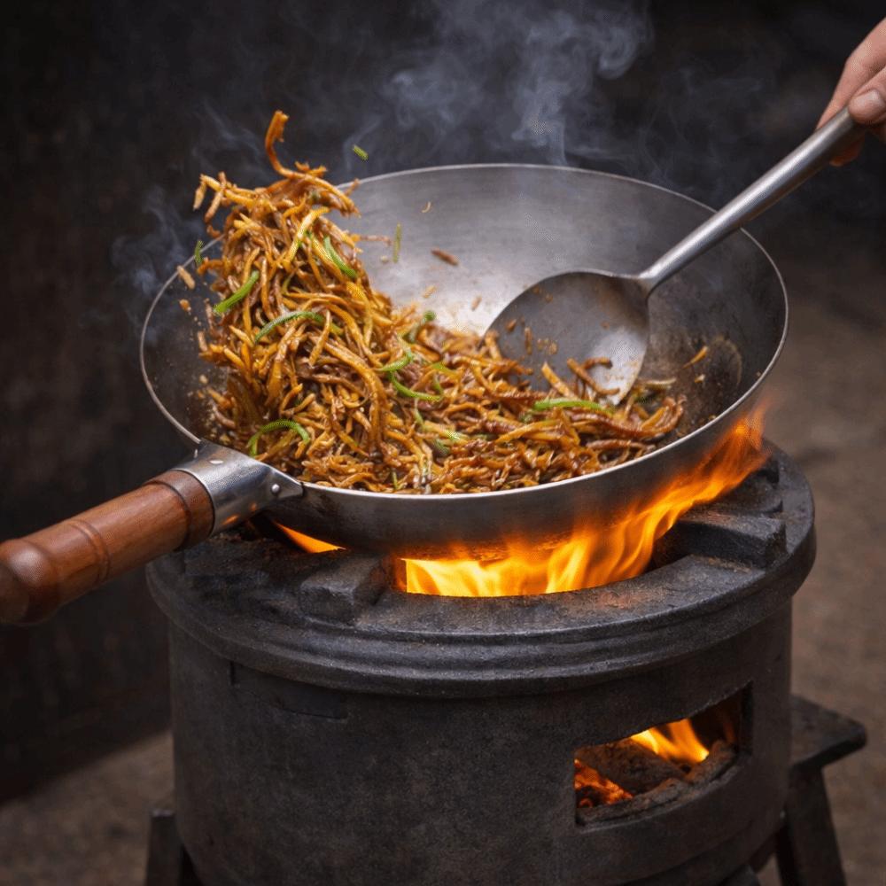 Universal Hand Hammered Iron Wok Round-bottomed Frying Pot Multifunctional Non-stick Pan Home