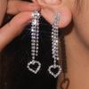 Exquisite Luxury Shiny Rhinestone Long Earrings Female Niche Design Love Earrings High-Grade Earrings 1 Pair