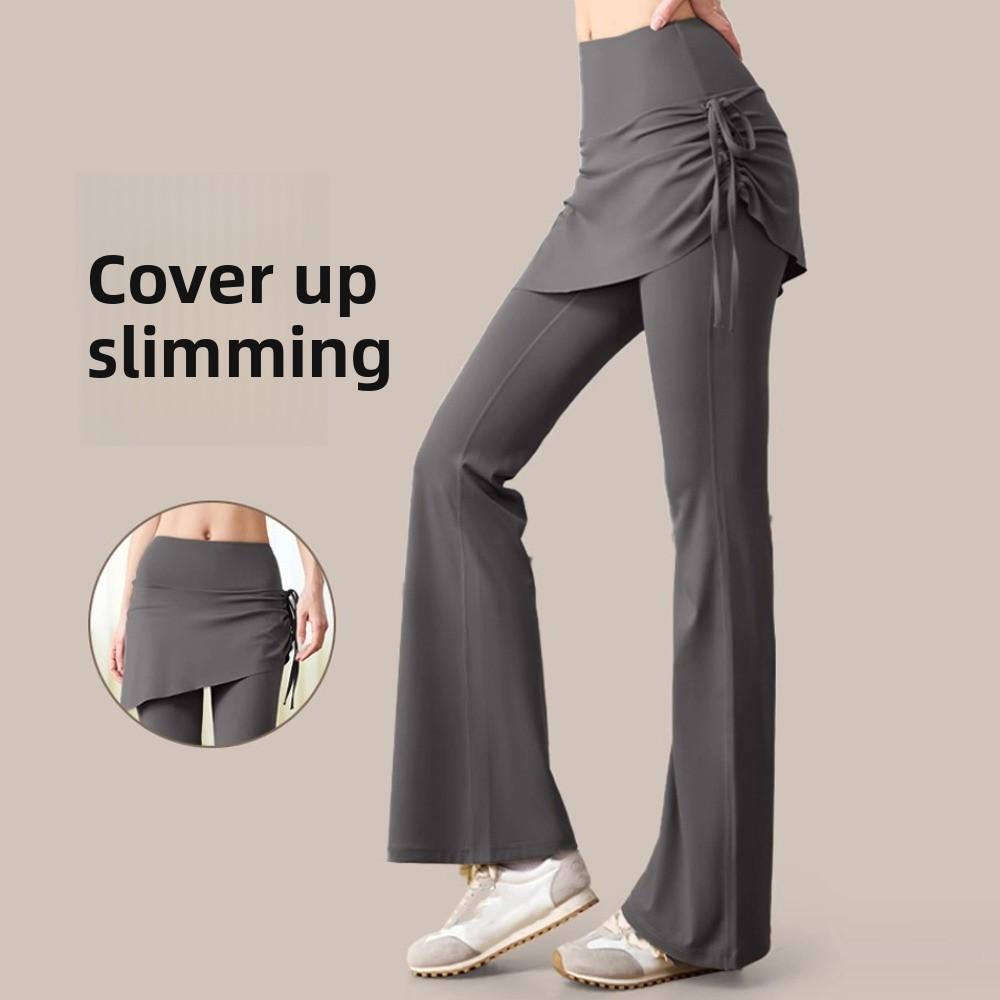 2 in 1 Fitness Leggings Flare Hem Sports Yoga Pants Sports Leggings Prevent Embarrassment