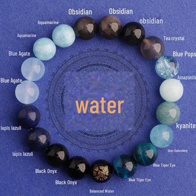 Браслет Five Elements Blue Crystal Aquamarine: Ювелирный подарок для мужчин и женщин, восполняющий запасы воды