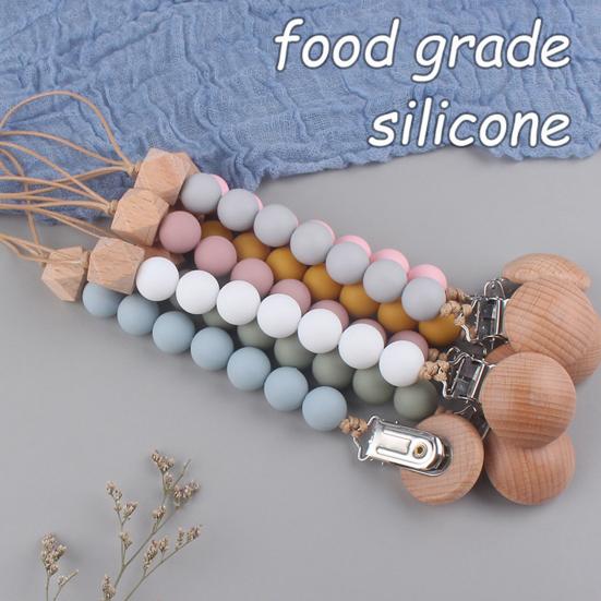 Зажим для пустышки пищевой BPA Free Бусины деревянные DIY держатель для пустышки Цепочка для пустышки Детские принадлежности