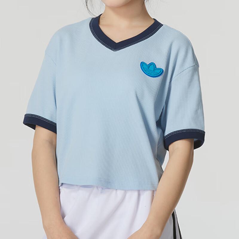 adidas Футболка с открытыми плечами Color Block Casual, женские топы, синяя JI7240