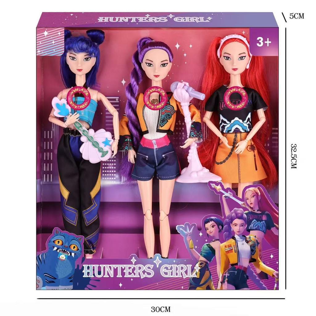 With Musical Instrument Accessories, Music Theme Song 11.5 Inch Solid K-POP Witch Hunting Girl Group 11 Joints Toy Doll