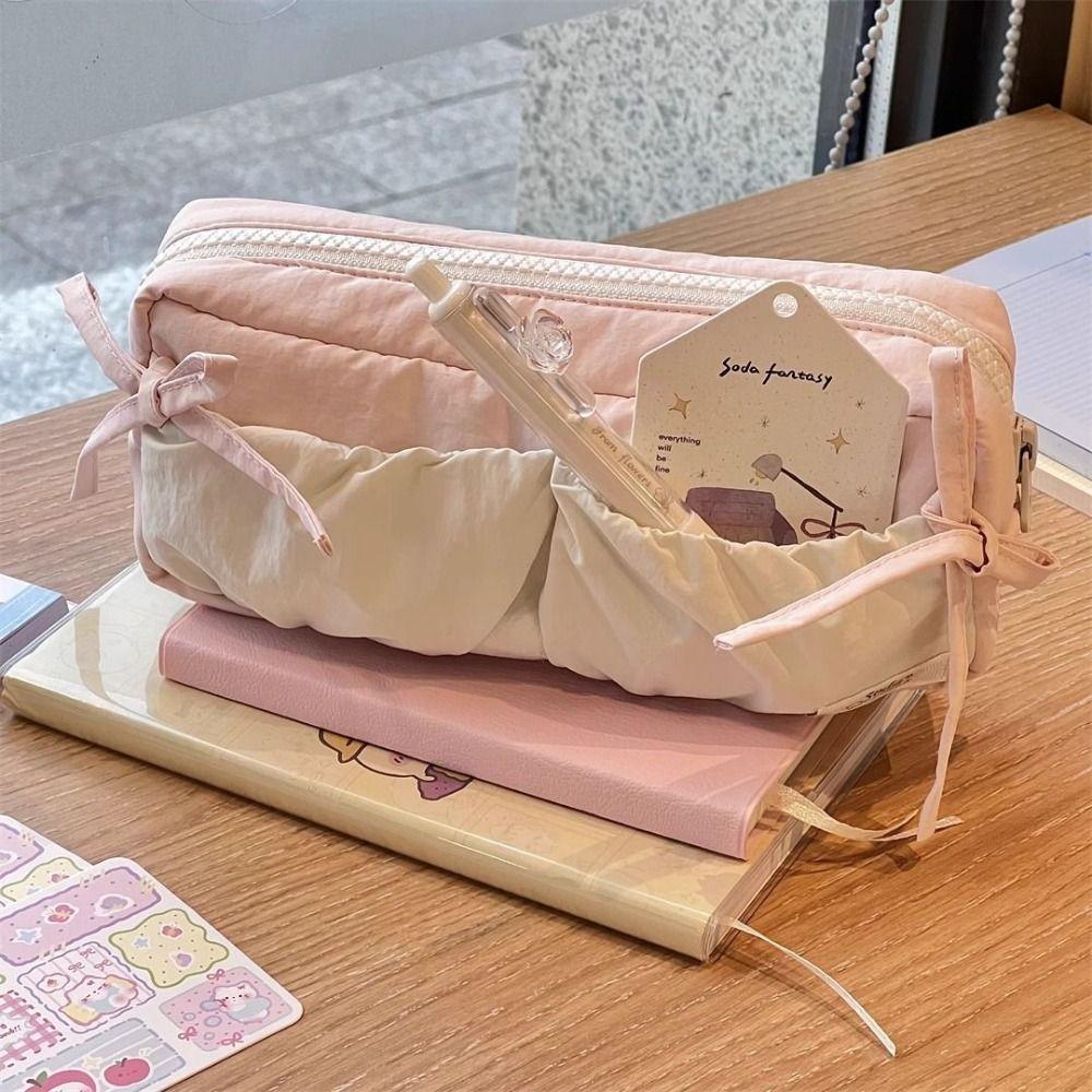 Large Capacity Stationery Storage Bag Dopamine Pencil Case Candy Colored Pencil Bag Boy/Girl