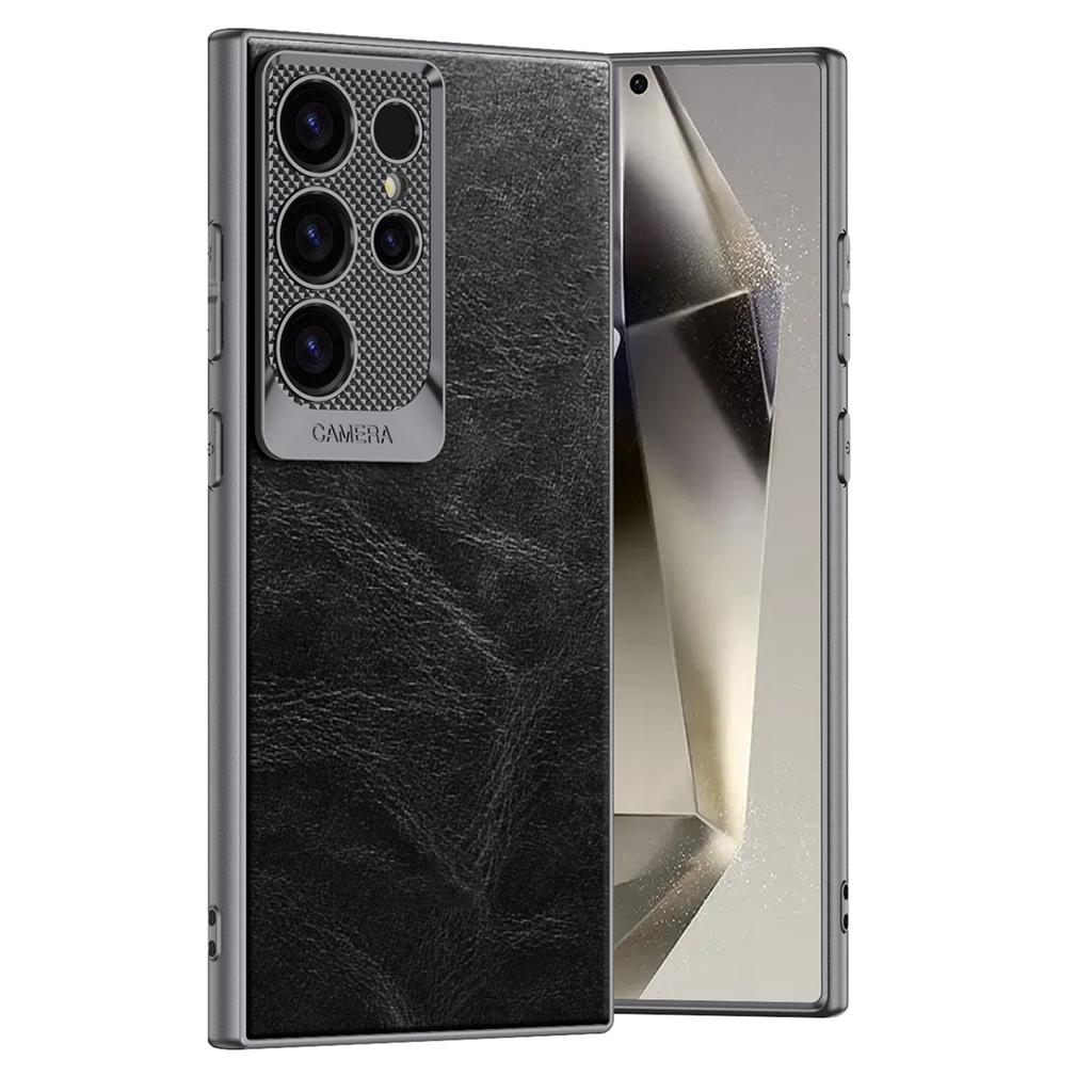 For Samsung Galaxy S24 Ultra Case Waxy PU+TPU+PC Phone Back Cover Dragon Scale Design