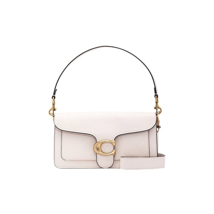 Coach Tabby 26 Classic Logo Metal Detail Polished Pebble Leather Shoulder Bag Women shoulder bag White 73995-B4HA