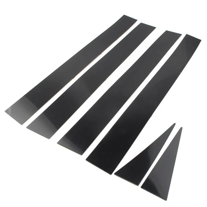 6pcs/set Glossy Black Pillar Posts Window Door Moulding Trim Cover Exterior Accessories For For Toyota Sienna 2004-2010