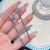 Elegant Tassel Long Dangle Earrings Silver Ear Threads Snowflake Earrings  Jewelry Accessories
